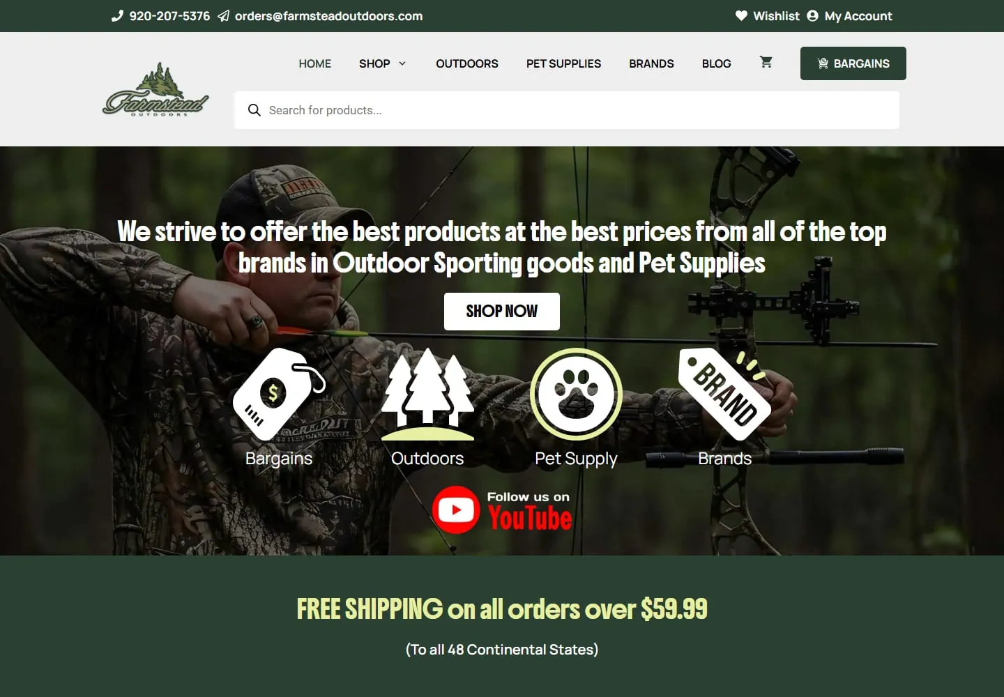 Screenshot of the Farmstead Outdoors website