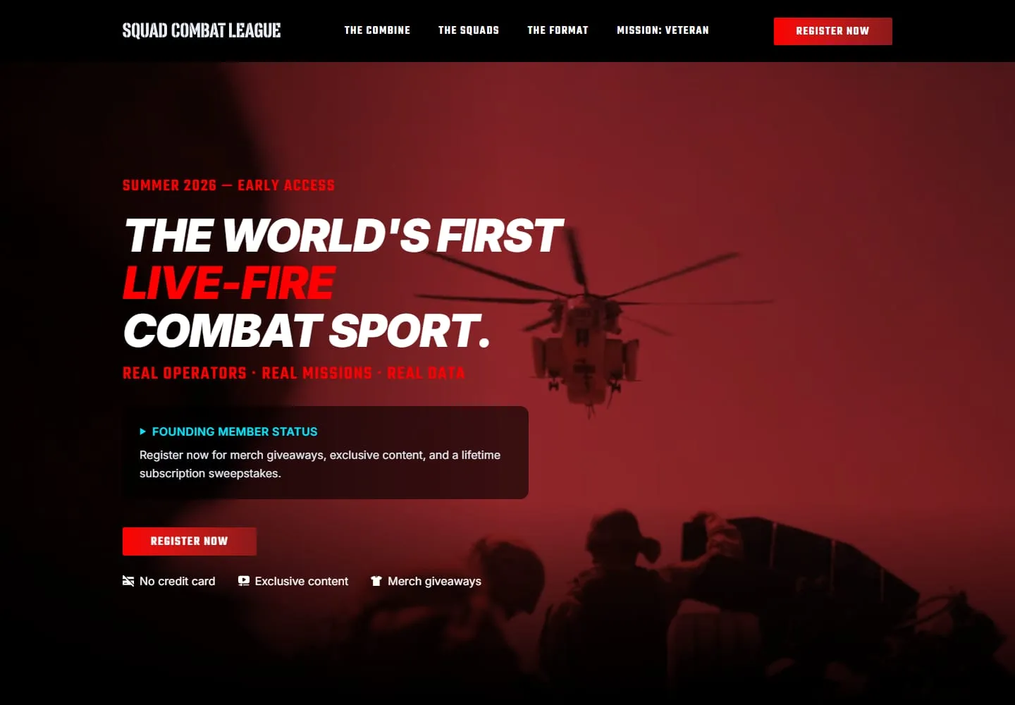Screenshot of the Squad Combat League website